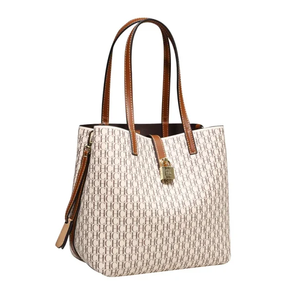 CH Women's Bag 2025 New Large Capacity Single Shoulder Messenger Small Bucket Bag 100% Leather Metal Decoration - Image 5