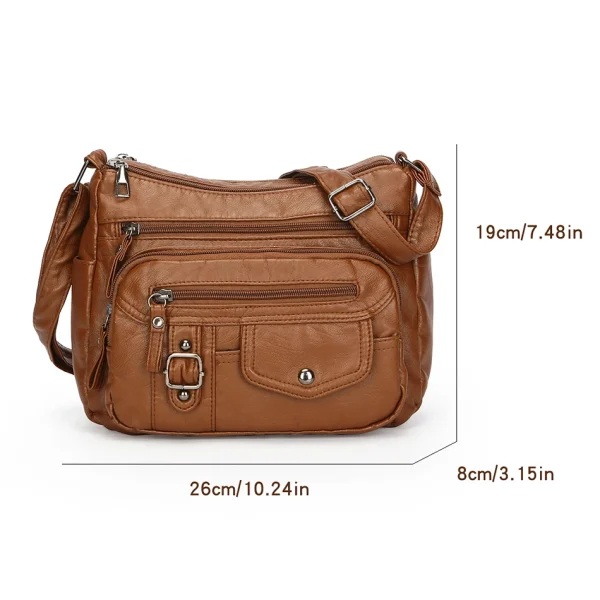 Retro Soft Pu Leather Crossbody Bags for Women 2025 Female Multi Pocket Shoulder Bag Purses and Handbags Designer Messenger Sac - Image 4