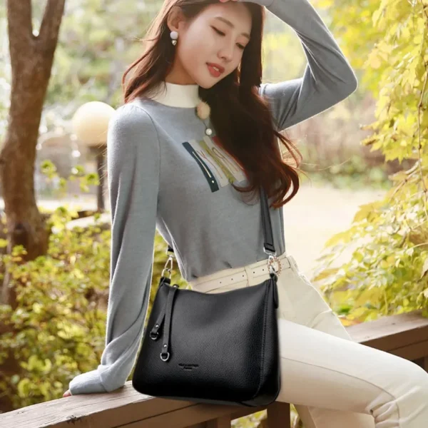 Genuine Brand Women's Soft Leather Shoulder Bags Luxury Designer Crossbody Bags Ladies Casual Tote Bag Messenger Commuting Sac - Image 3
