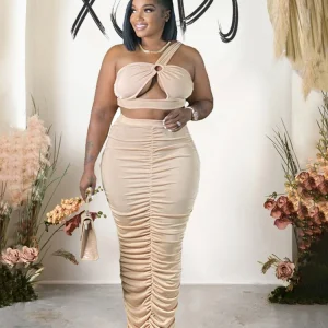 Two Piece Set for Women Summer Sets Outfits Sexy Crop Top and Midi Dress Elegant Dress Sets Plus Size Wholesale Dropshipping