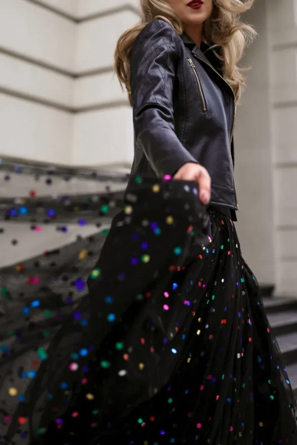 Sequin Mesh High Waist Skirt Plus Size Pleated A-Line High Street Elegant Wedding Guest Sweet Skirts 2025 - Image 3