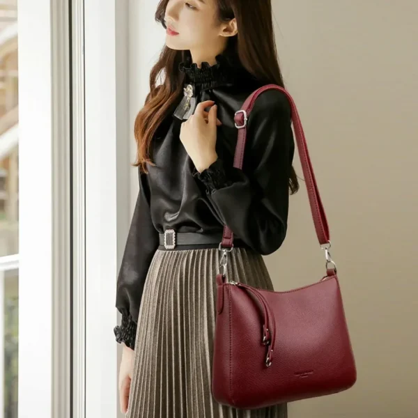 Genuine Brand Women's Soft Leather Shoulder Bags Luxury Designer Crossbody Bags Ladies Casual Tote Bag Messenger Commuting Sac - Image 2