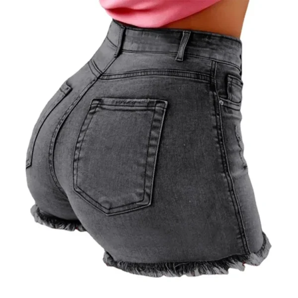 Shorts Denim Women Holes Jeans Mom Skinny High Waist Pockets Zipper Fly Blue Tassel Slight Strech Streetwear 2025 Sexy Bodycon - Image 5