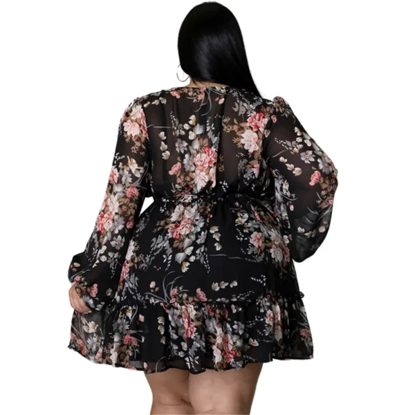 Wmstar Dresses Women Plus Size 5xl Sexy Party Flower Print Mini Dress Loose Elegant Casual Outfits 2025 Wholesale Dropshipping - Image 4