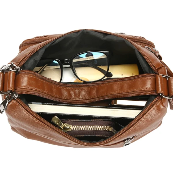 Retro Soft Pu Leather Crossbody Bags for Women 2025 Female Multi Pocket Shoulder Bag Purses and Handbags Designer Messenger Sac - Image 5