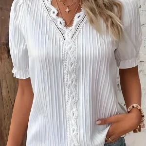 Plus Size Spring and summer new short sleeved elegant and fashionable women's top