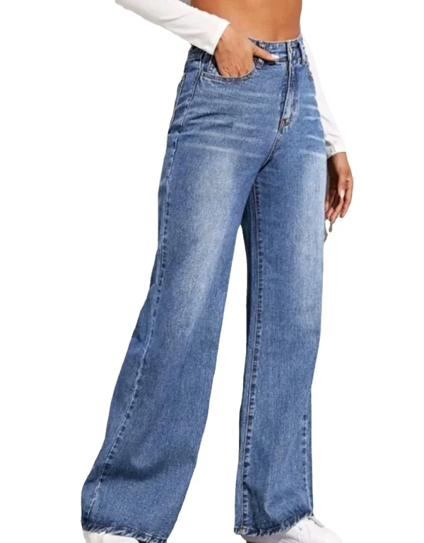Blue Jeans for Women Wide Leg Pants Straight Long Pant Denim Trousers High Waist Y2k Loose Elegant Trouser Autumn Spring 2025 - Image 2