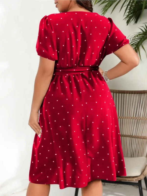 Plus Size Summer Mini Dress Women Polka Dot Print Fashion Ruffle Pleated Ladies Dresses Casual Loose Short Sleeve Woman Dress - Image 6