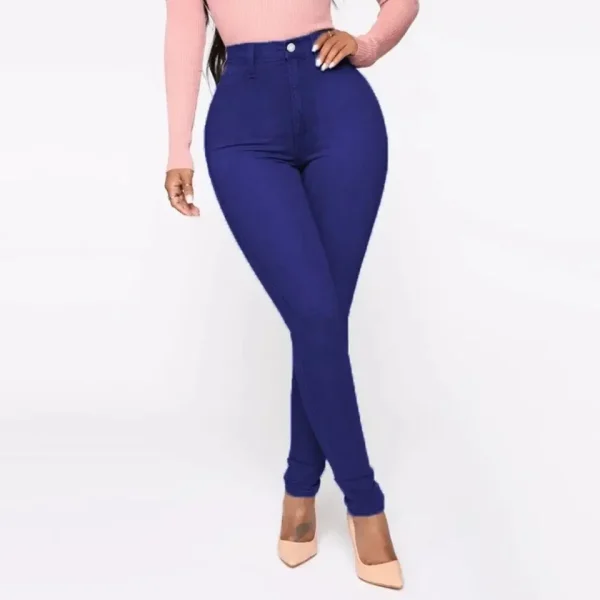 Women Washed Jeans Denim Pencil Trousers Vintage Pockets Button High Waist Slim Fit Basics Ankle Length Pants Casual Denims - Image 5