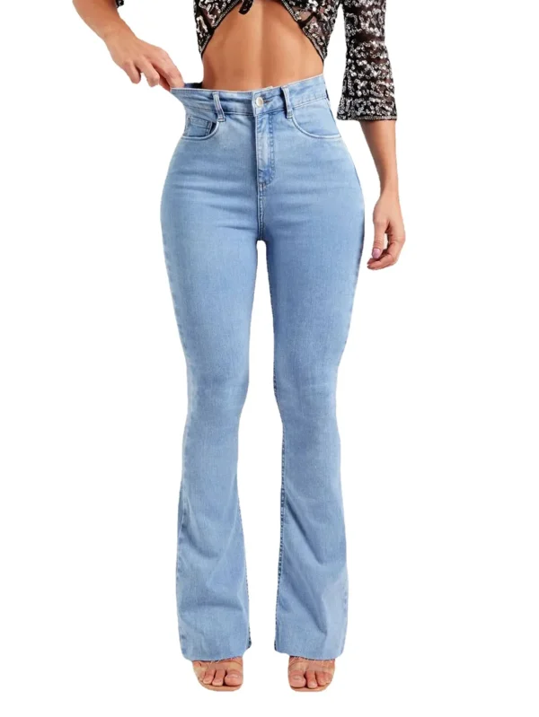 Strecth Jeans Women Denim Flare Pants 2025 Autumn Button Pockets Basics Denims Streetwear Female Vintage Washed Trousers - Image 5