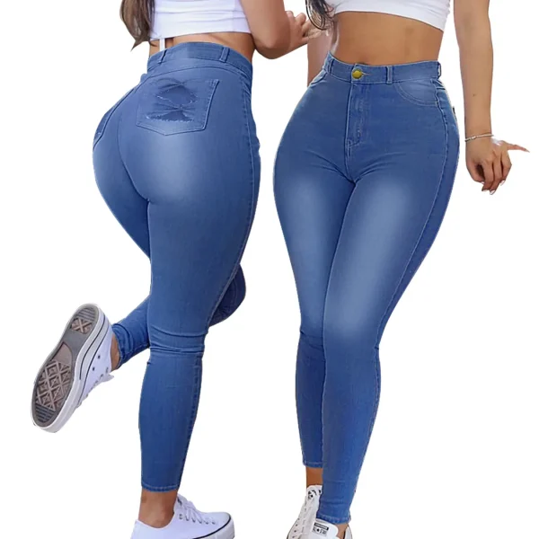 Pencil Pant Women Denim Pants Long Jeans Sheath Sexy Slim Fit Solid Casual Tight High Waist Trousers Autumn Elegant Splice - Image 6