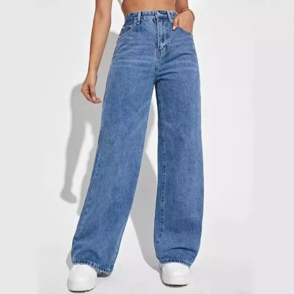 Women Mom Jeans Denim Y2k Pants Wide Leg Long Pant High Waist Loose Casual Straight Trousers Elegant Streetwear Autumn Winter - Image 2