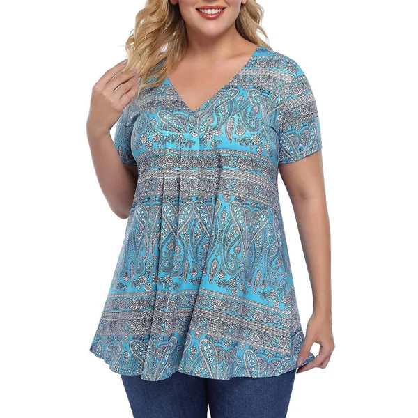 4XL 5XL 6XL Plus Size T Shirt For Women Floral Print Tops V-Neck Short Sleeve Summer Loose Casual Women's Clothing Lady T-Shirt - Image 3