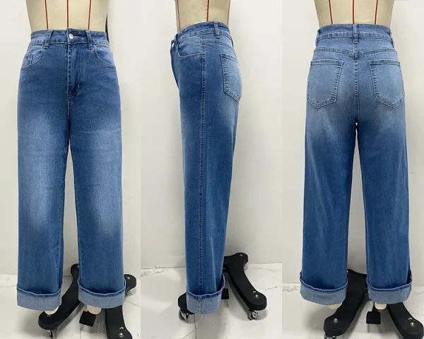 Women Jeans 2025 Autumn Stretch Straight Pants Pockets High Waist Vintage Distressed Denim Ankle Length Trousers Casual Denims - Image 6