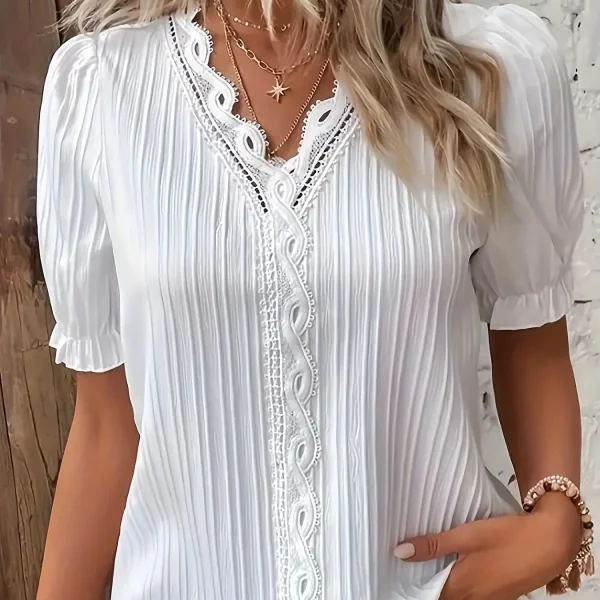 Plus Size Spring and summer new short sleeved elegant and fashionable women's top - Image 2