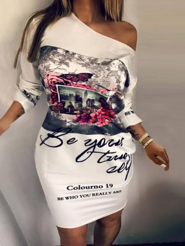 LW Plus Size summer Dress Butterfly Fruit Letter Print Summer 2025 Casual Fashion Streetwear Chic One Shoulder dress Outfits