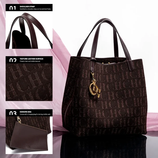 CH Simple Daily Commuter Bag Ladies Crossbod Ladies Tote Bag Large Capacity Ladies Shoulder Bag Solid Colour Letter Print Design - Image 6