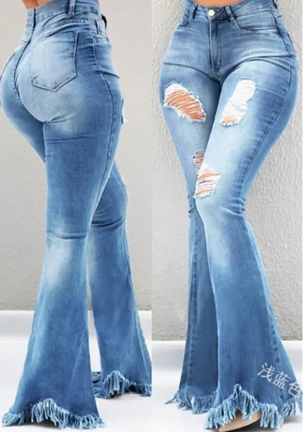 Y2K Clothing Women's Pans 2025 Autumn New Fashion Old Worn White High Waist Jeans Show Thin Tassel Edge Micro Ragged Denim Pants