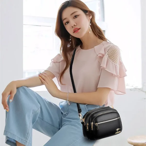 Women's Summer New Bag with Large Capacity and Multiple Layers Fashionable and Versatile Crossbody Bag Middle-aged Handbag - Image 6