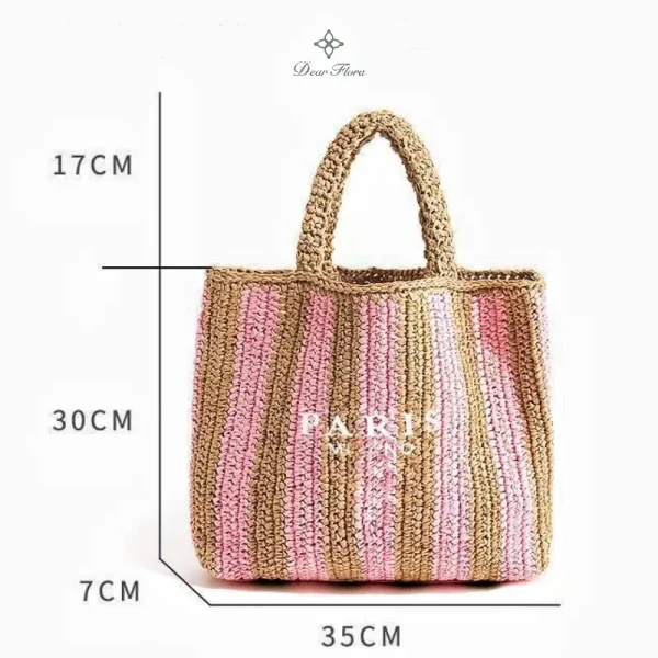 Women's Summer Beach Straw Style Tote Bag Handwoven Large Capacity Luxury Designer Travel Handbags Casual Portable Shoulder Bags - Image 4