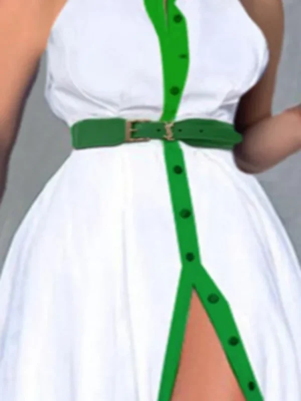 Beautyblue Plus Size Dresses Women's Evening Dress New Fashion Ladies Sleeveless Buttoned A-Line Long Shirt Skirts Female L-5XL - Image 4