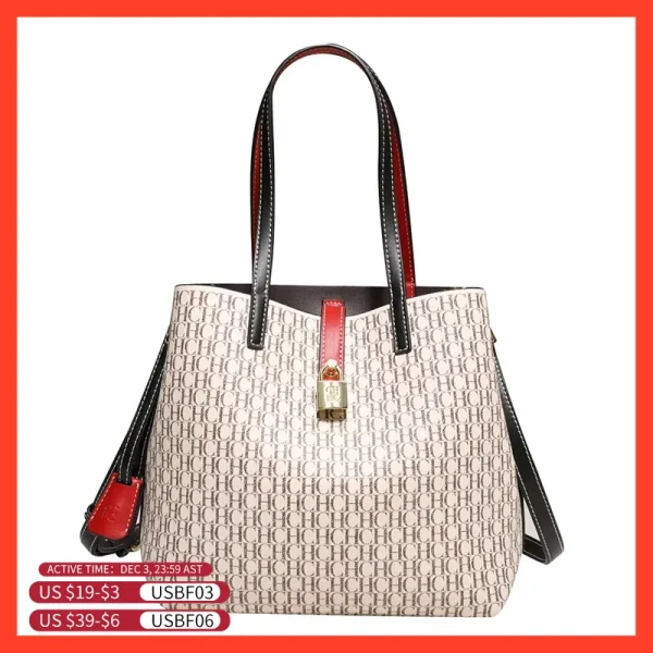 CH Women's Bag 2025 New Large Capacity Single Shoulder Messenger Small Bucket Bag 100% Leather Metal Decoration
