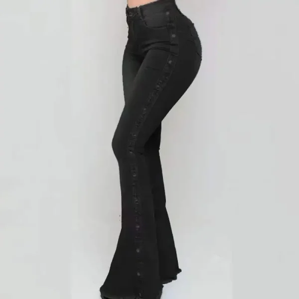 Jeans High Waist Strecth Denim Flare Pants Women Vintage Trousers Buttons Denims Streetwear 2025 Autumn Female Floor Length - Image 4