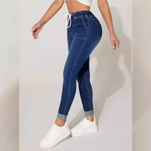 Stretch Pencil Pants Women High Waist Lace Up Distressed Denim Ankle Length Trousers Slim Denims 2025 Streetwear Vintage Jeans - Image 4