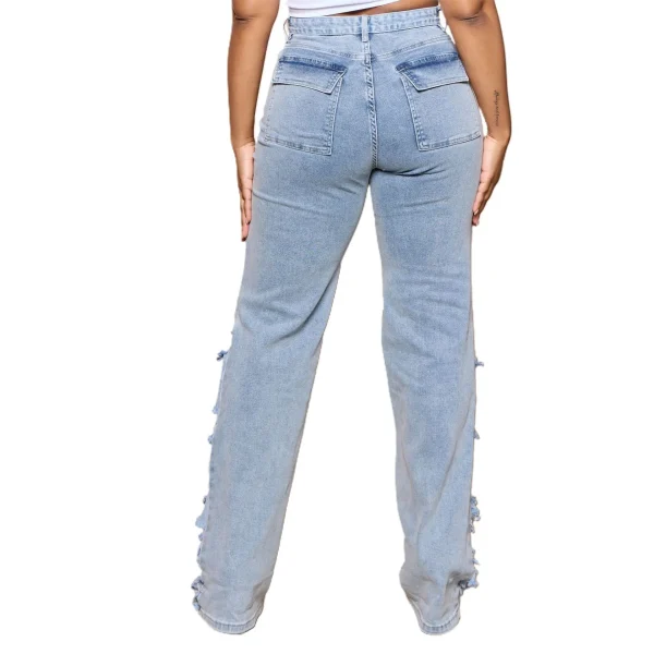 Ripped Hole Women Jean Distressed Straight Pants Denim Ankle Length Jeans High Waist Pockets Loose Spliced Punk Vintage - Image 5