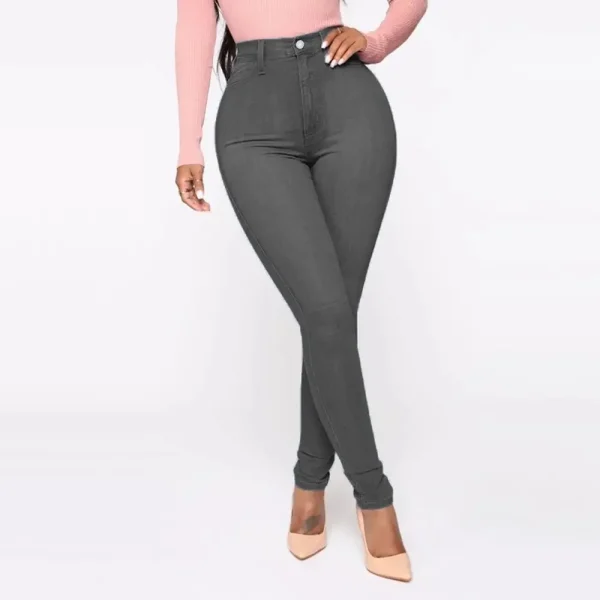 Women Washed Jeans Denim Pencil Trousers Vintage Pockets Button High Waist Slim Fit Basics Ankle Length Pants Casual Denims - Image 6