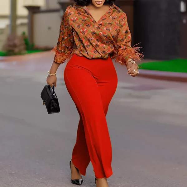 2 Piece Women Sets 2025 New Arrival Plus Size Spring Summer Matching Sets Print Two Pieces Sets Top Pants Suits Outfits Clothing - Image 3
