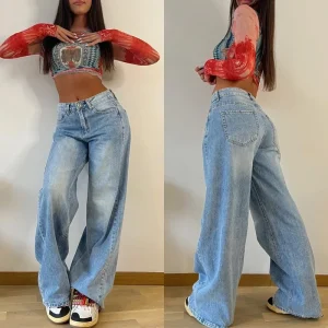 2025 Baggy Jeans Women High Waist Mom Jeans Flare Pants Denim Straight Loose Autumn Long Streetwear Slim Fit Trousers Capris