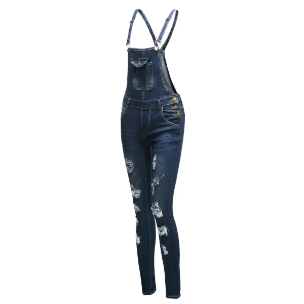 Ripped Jeans Denim Ankle Length Pencil Pants Women Overalls Distressed Washed Pockets Vintage High Street Spliced Hole - Image 3