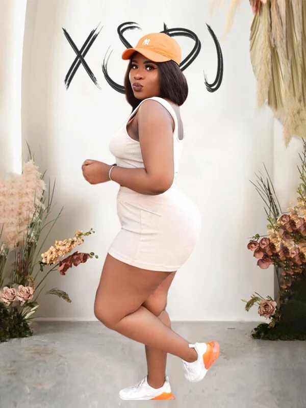 Curve Plus Size Women 2piece Sets Solid Color Ribbed Knit Outfits Summer Casual Sexy Shorts T-shirt Set Wholesale Dropshipping - Image 3