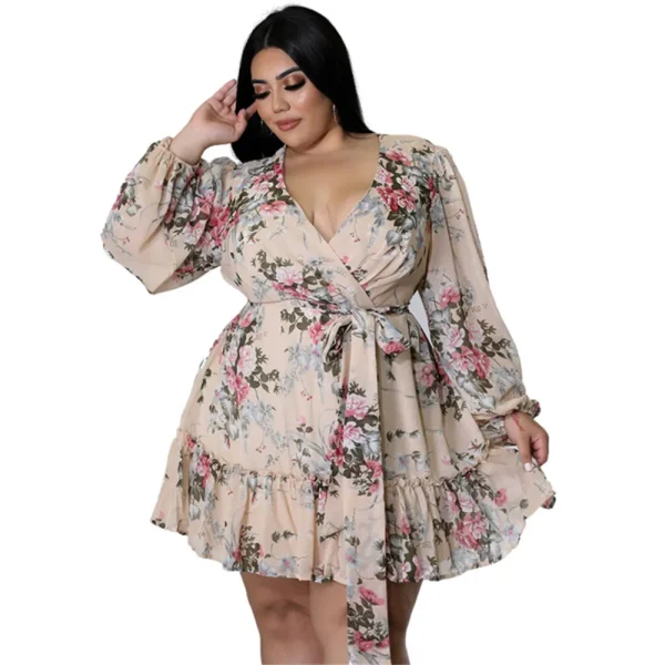 Wmstar Dresses Women Plus Size 5xl Sexy Party Flower Print Mini Dress Loose Elegant Casual Outfits 2025 Wholesale Dropshipping - Image 5