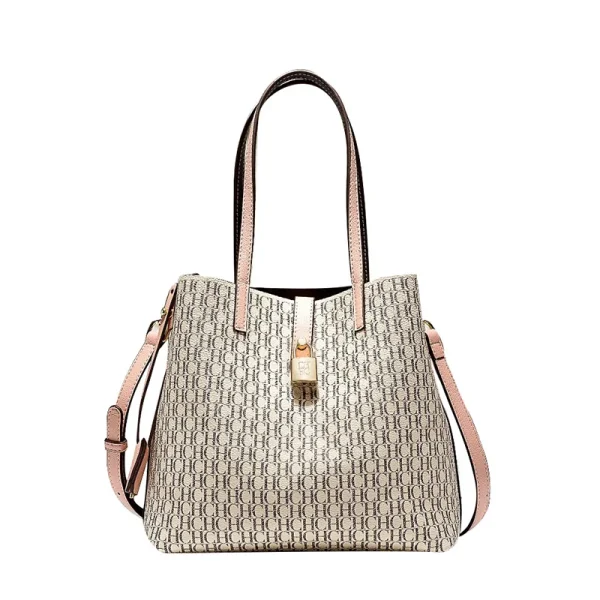 CH Women's Bag 2025 New Large Capacity Single Shoulder Messenger Small Bucket Bag 100% Leather Metal Decoration - Image 4