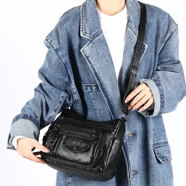 Retro Soft Pu Leather Crossbody Bags for Women 2025 Female Multi Pocket Shoulder Bag Purses and Handbags Designer Messenger Sac - Image 3