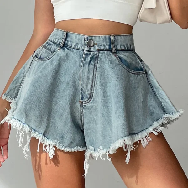 2025 Summer New Women Jeans Denim Shorts High Waist Loose Tassel Jeans S-xxl - Image 2