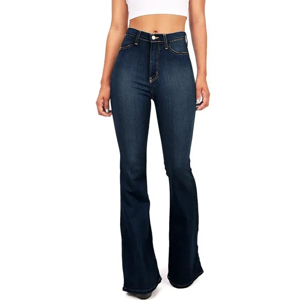 4XL Flare jeans women High Waist Jeans Zipper Fly Denim Blue Black Jeans Wide Leg Pants Bandage Skinny Push Up Jeans Trousers - Image 4