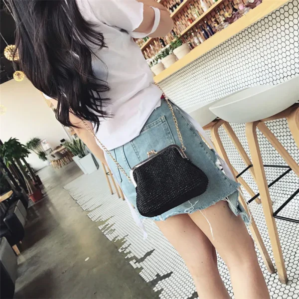 Small Crossbody Boho Bags For Women Evening Clutch Bags Hasp Ladies Handbag Female Straw Beach Rattan Women Messenger Bag - Image 4
