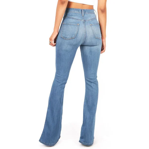 4XL Flare jeans women High Waist Jeans Zipper Fly Denim Blue Black Jeans Wide Leg Pants Bandage Skinny Push Up Jeans Trousers - Image 3