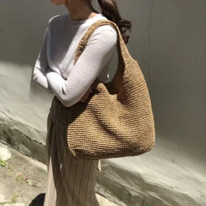 Fashion Straw Women Shoulder Bags Paper Woven Female Handbags Large Capacity Summer Beach Straw Bags Casual Tote Purses 2025