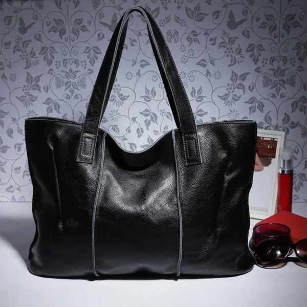 Zency 100% Genuine Leather Handbag Large Capacity Women Shoulder Bag Retro Tote Purse High Quality Hobos Brown Shopping Bags - Image 2