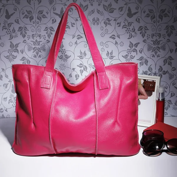 Zency 100% Genuine Leather Handbag Large Capacity Women Shoulder Bag Retro Tote Purse High Quality Hobos Brown Shopping Bags - Image 6