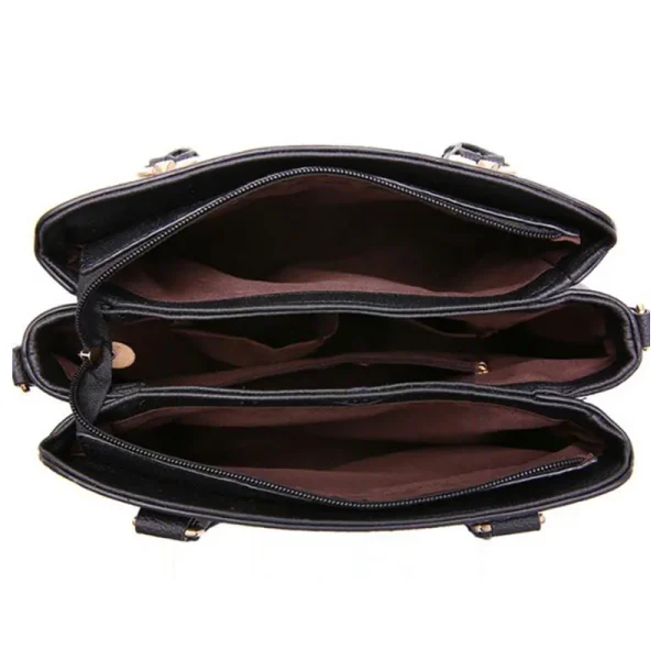 Fashion Black Lady Simple Hand Bags Women Handbags Tassel PU Leather Totes Bag Top-Handle Embroidery Crossbody Bag Shoulder Bag - Image 5