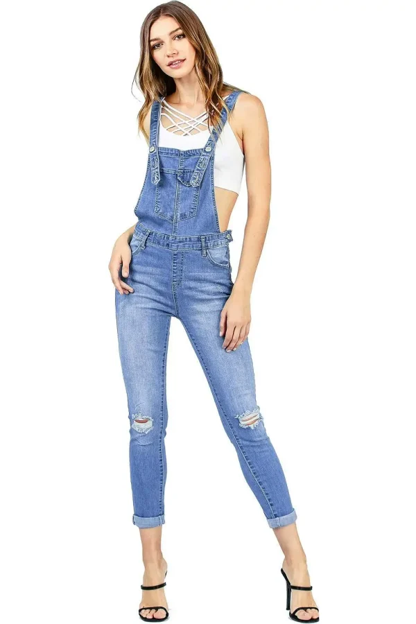Autumn Denim Jumpsuit Women Jeans Pants Rompers Casual Hole Overralls Trousers Female High Waist Slim Denim Jeans Pencil Pants - Image 4