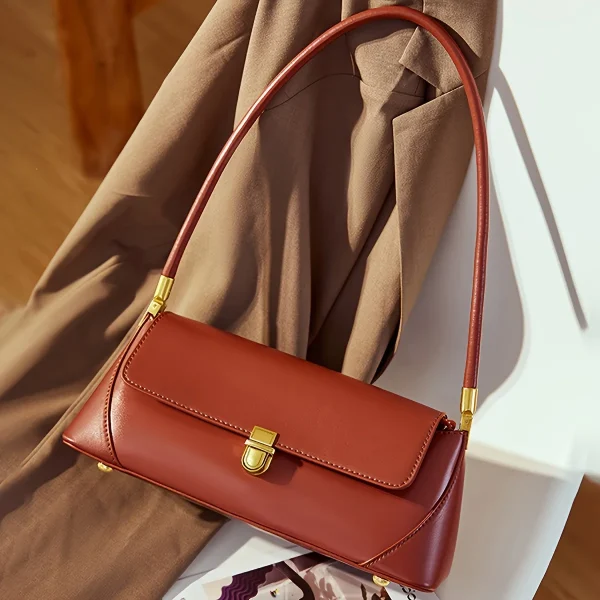 Women's Bag High Feeling Fashion Style PU Material Shoulder Bag Retro Baguette Underarm Bag Hundred - Image 4