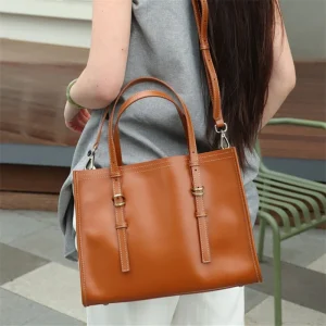 Burminsa Cowhide Genuine Leather Large Tote Bags For Women 2025 Luxury Designer Satchel Shoulder Bags Crossbody Ladies Handbags
