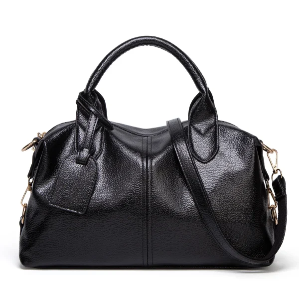 Women's Fashion and Elegant Large Capacity Oil Wax Leather Tote, Convenient Solid Artificial Leather Boston Crossbody Bag, Zipper Lock Anti-theft Commuter Bag, Double Handle Design, Adjustable Shoulder Strap, Professional Women's Briefcase, Box Bag, Dinner, Dating, Festival, Business/commuting/work/office, Daily Use - Image 2