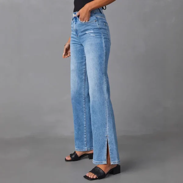 Women Denim Pant Jeans Wide Leg Long Pants High Waist Straight Trousers Y2k Streetwear Elegant Splice Spring Mom 2025 Summer - Image 5